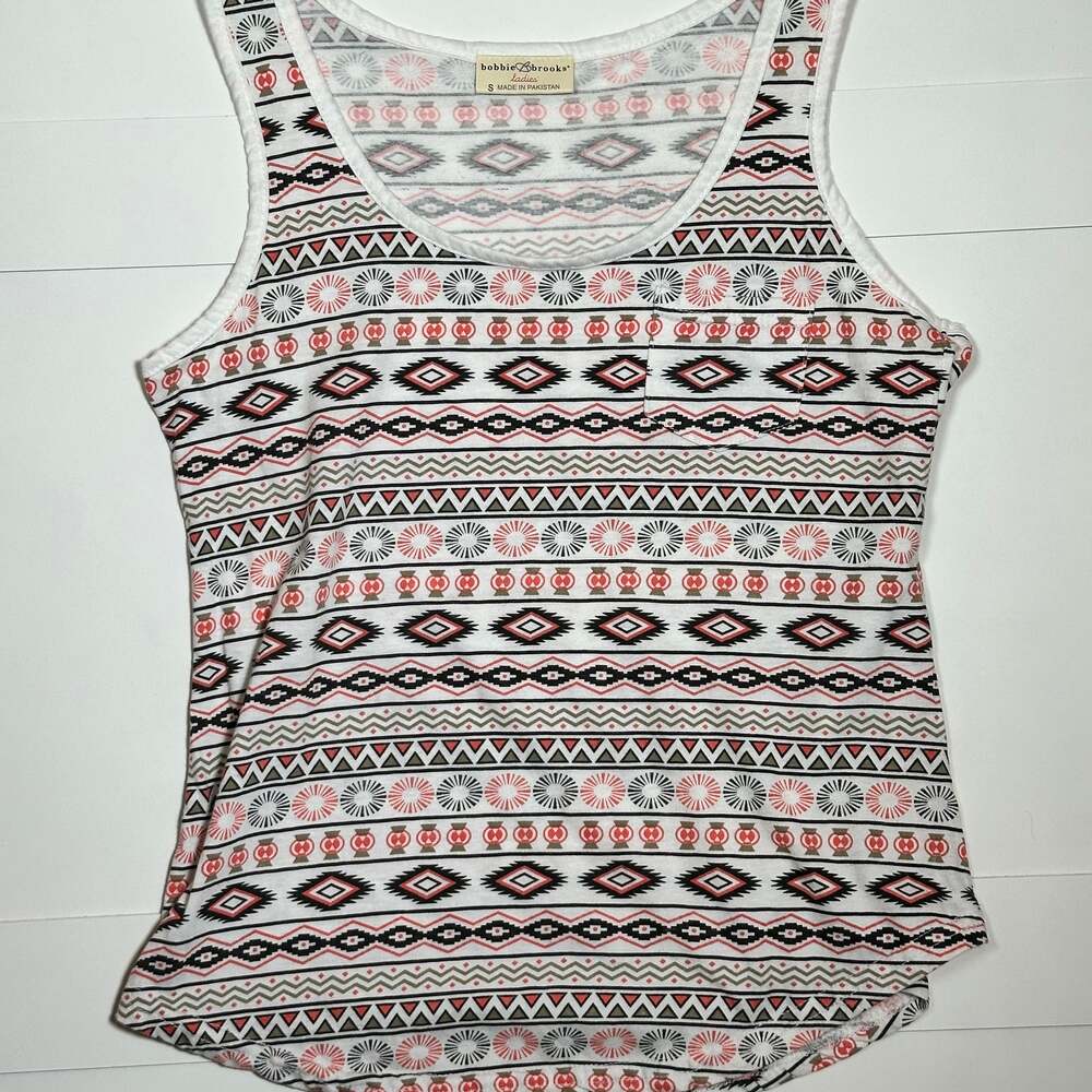 Bobbie Brooks Women’s Sleeveless Boho Geometric Tank Top Size S
